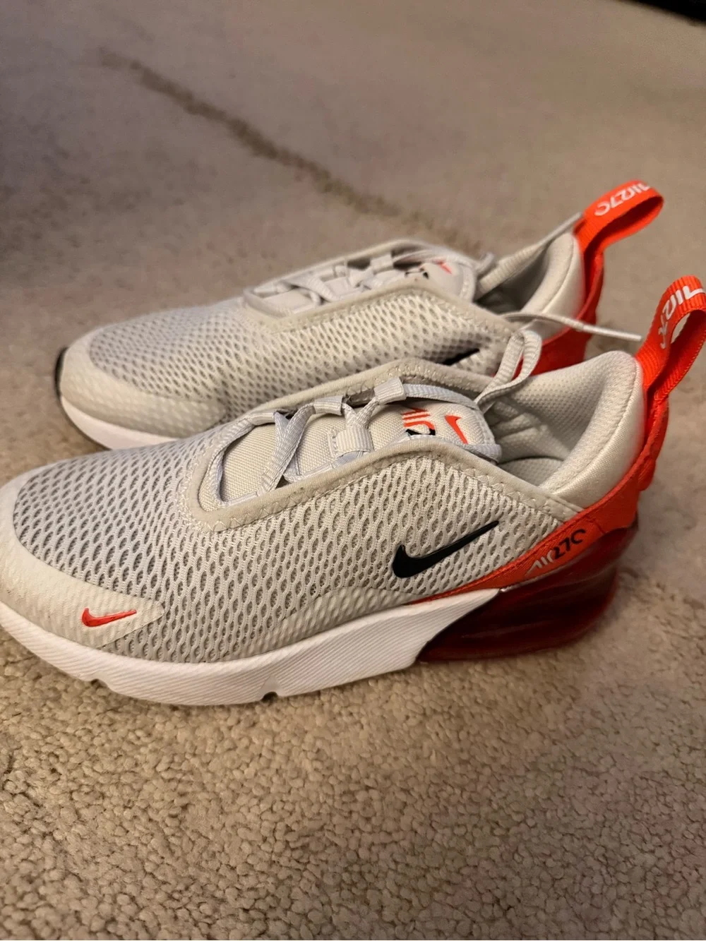 Nike Kids Air Max 270 Sneakers - Light Gray, Red & Black